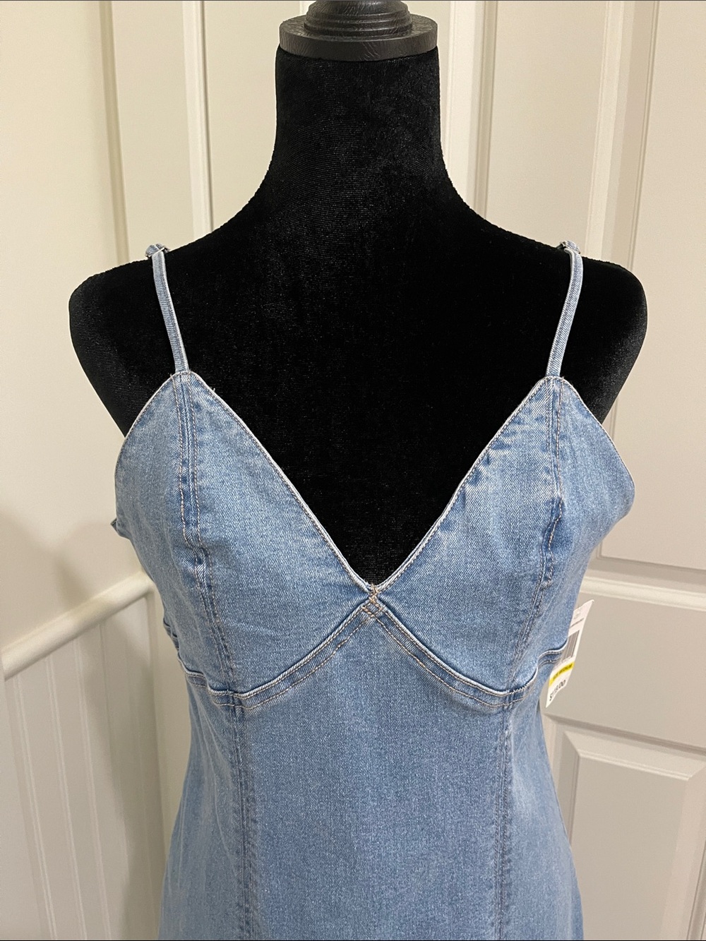 Habitual Light Blue Denim Slip Midi Dress with Front Slit Size M NWT - Picture 2 of 6